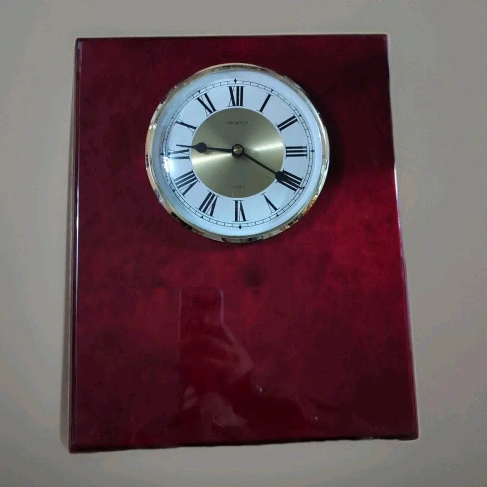 Yaborough Award Plaque Clock‎ Stained Marron Wood. 15x12